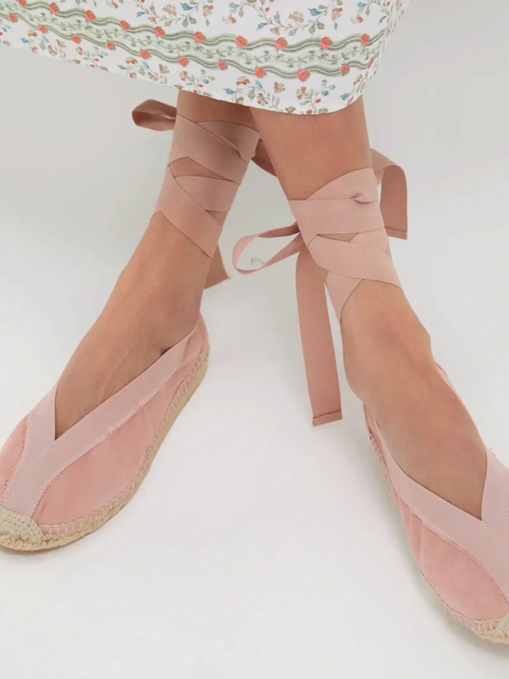 Tuckernuck Ballet Pink Suede Jade Flats Ribbon Tie Espadrilles